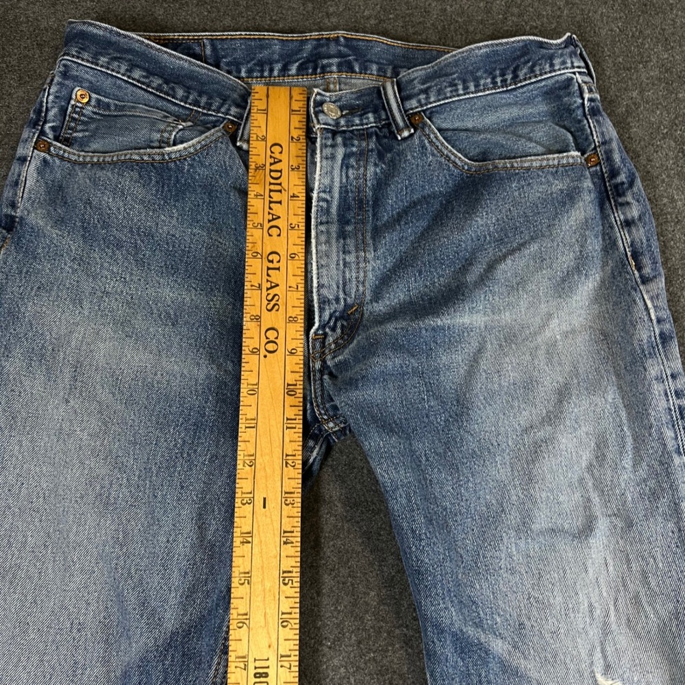 Levis 505 Regular Fit Straight Leg Jeans Mens 36x32 Blue Medium Wash 00505-0216 - Picture 5 of 14